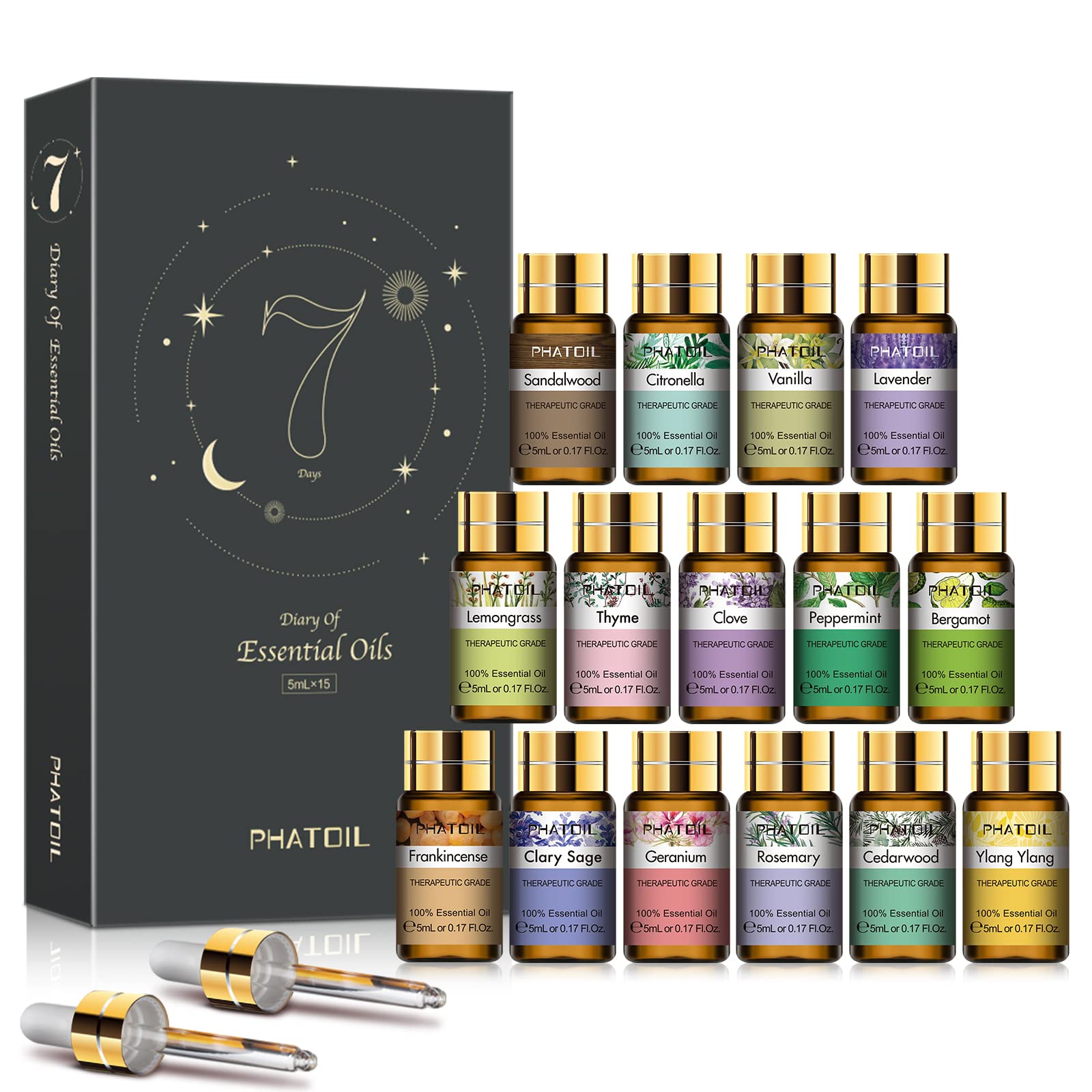 Premium Essential Oils Set for Relaxation and Diffuser - 15 Pack/5ml Gift Set for Home and Office