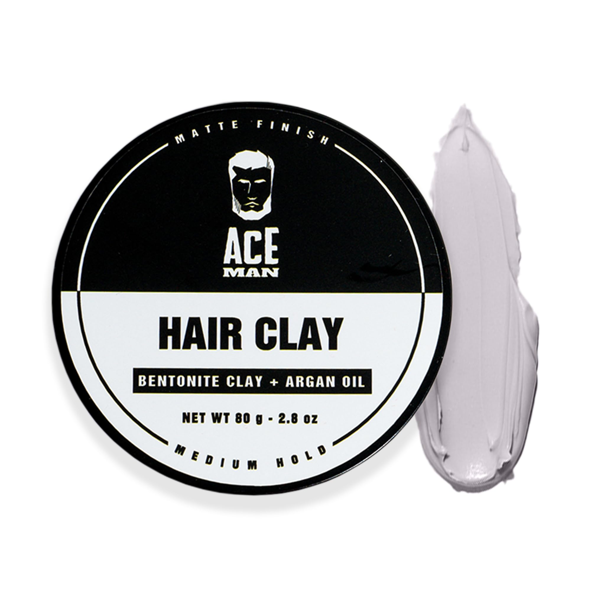 AceMan Hair Styling Clay for Men - Medium Hold Matte Finish - Creates Volume & Texture - No Shine or Grease - Molding Cr