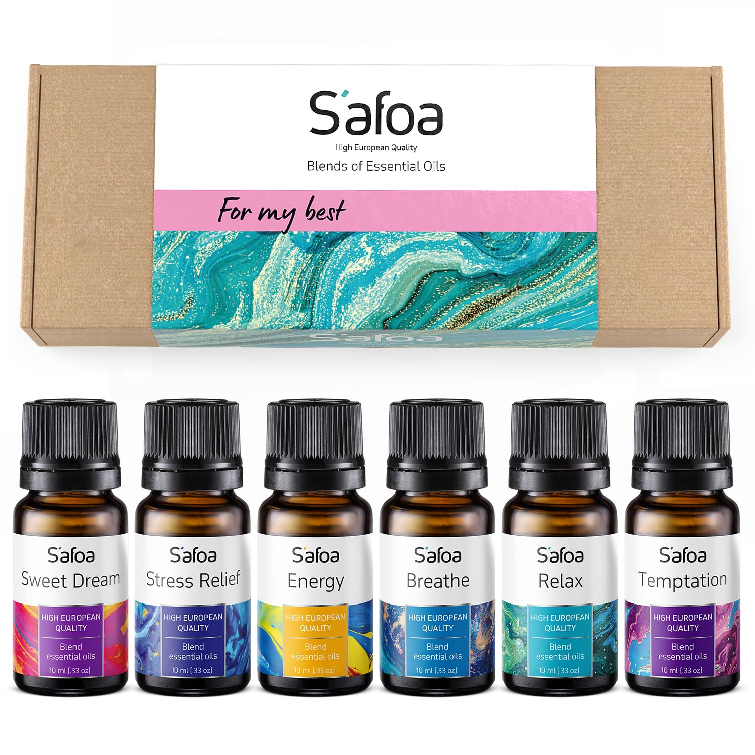 Top 6 Essential Oils Blends Set for Home & Office - Aromatherapy Scents Perfect for Relaxation and Tension Relief